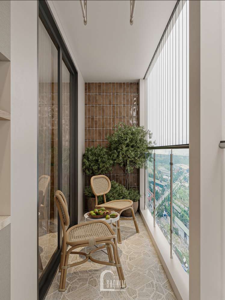 Thiết kế khu vực phòng bếp ra logia tại căn hộ Viha Complex